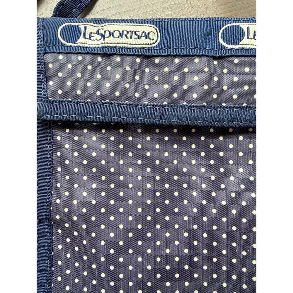 LeSportsac Tri-Fold Crossbody Wallet Blue Polka Dot  Nylon Travel Organizer VTG - Picture 5 of 5